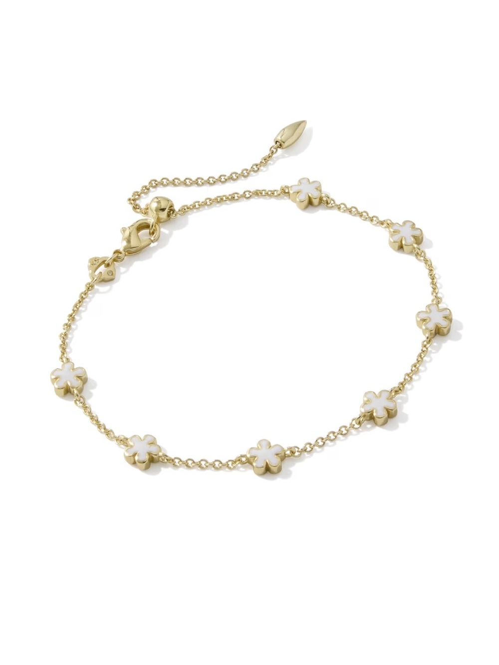 NWT Kendra Scott Jane Delicate Chain Bracelet in Gold and White Enamel